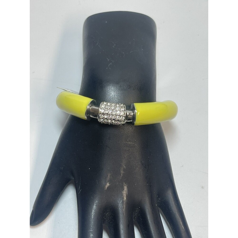 Lia Sophia Technicolor Stretch Bangle Bracelet In Silver & Citron New